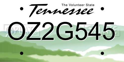 OZ2G545 Tennessee License Plate