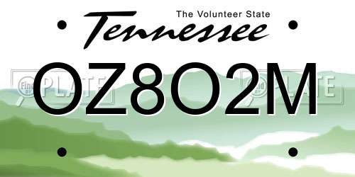 OZ8O2M Tennessee License Plate