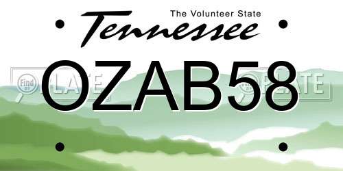 OZAB58 Tennessee License Plate