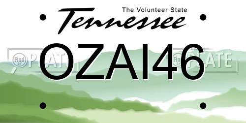 OZAI46 Tennessee License Plate