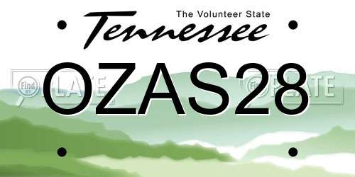 OZAS28 Tennessee License Plate