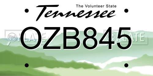 OZB845 Tennessee License Plate