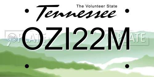 OZI22M Tennessee License Plate