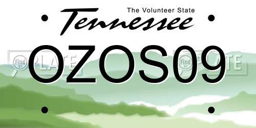 OZOS09 Tennessee License Plate
