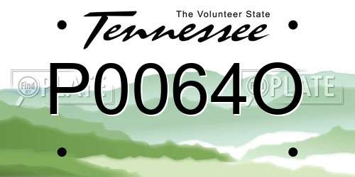 P0064O Tennessee License Plate