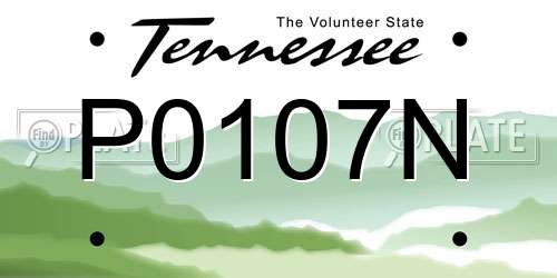 P0107N Tennessee License Plate