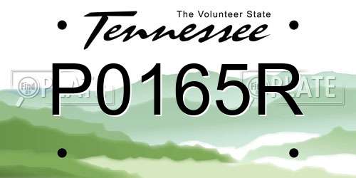 P0165R Tennessee License Plate