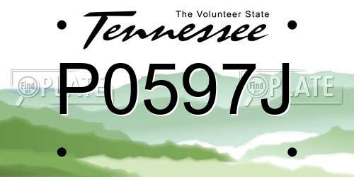 P0597J Tennessee License Plate