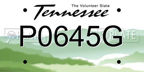 P0645G Tennessee License Plate