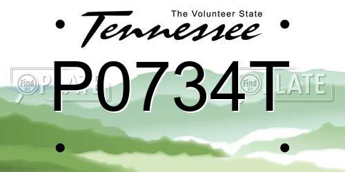 P0734T Tennessee License Plate
