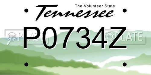 P0734Z Tennessee License Plate