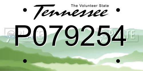 P079254 Tennessee License Plate