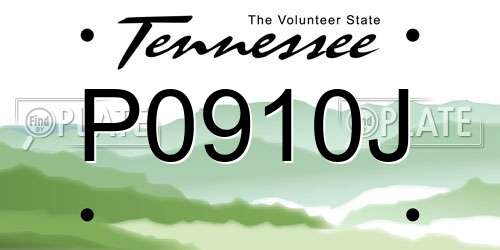 P0910J Tennessee License Plate