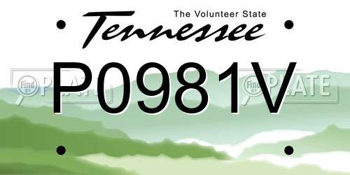 P0981V Tennessee License Plate