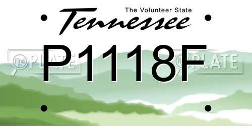 P1118F Tennessee License Plate