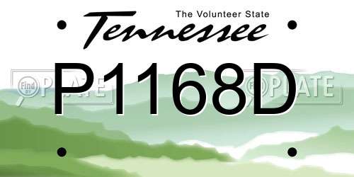 P1168D Tennessee License Plate