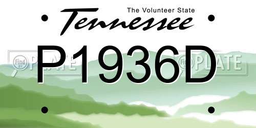 P1936D Tennessee License Plate