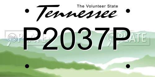 P2037P Tennessee License Plate