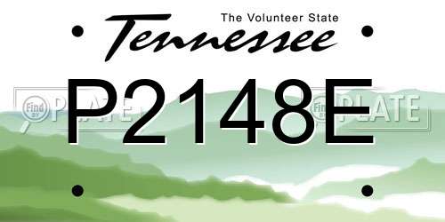 P2148E Tennessee License Plate