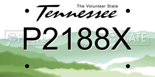 P2188X Tennessee License Plate
