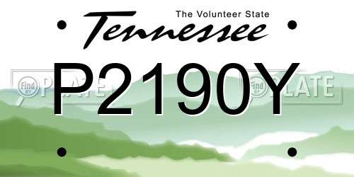P2190Y Tennessee License Plate