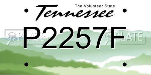 P2257F Tennessee License Plate