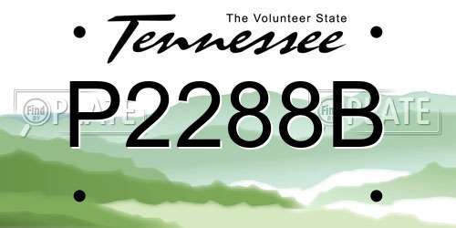 P2288B Tennessee License Plate