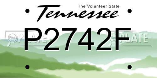 P2742F Tennessee License Plate