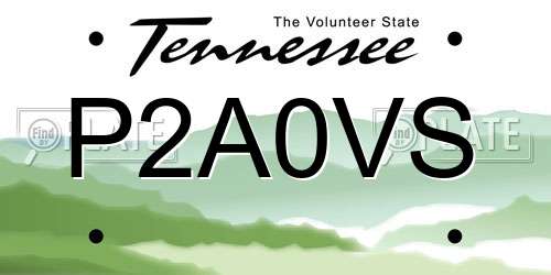 P2A0VS Tennessee License Plate