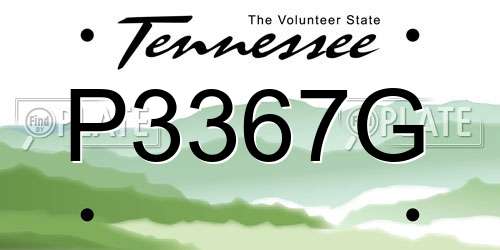 P3367G Tennessee License Plate