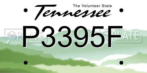 P3395F Tennessee License Plate