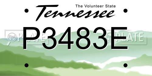P3483E Tennessee License Plate
