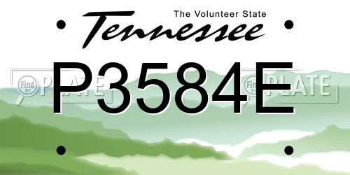 P3584E Tennessee License Plate
