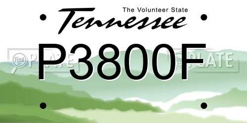 P3800F Tennessee License Plate