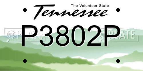 P3802P Tennessee License Plate