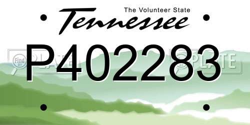 P402283 Tennessee License Plate