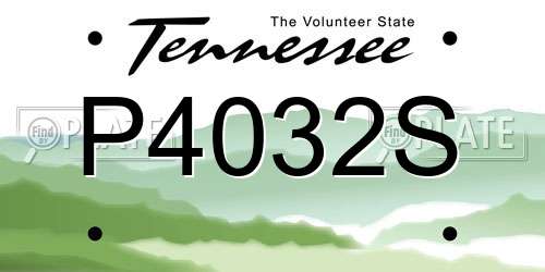 P4032S Tennessee License Plate