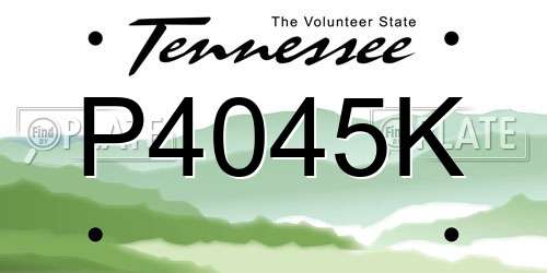 P4045K Tennessee License Plate