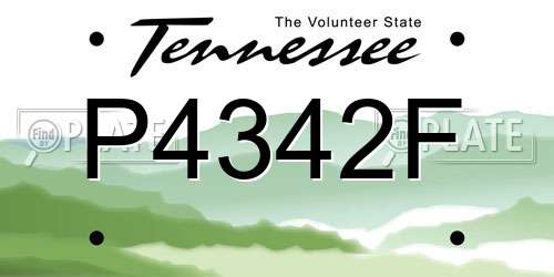 P4342F Tennessee License Plate