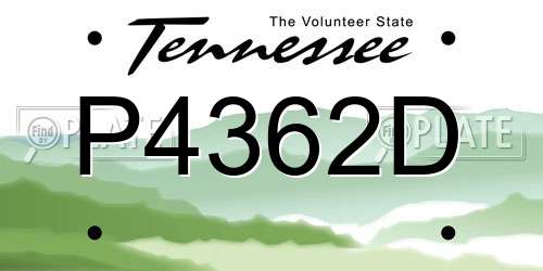 P4362D Tennessee License Plate