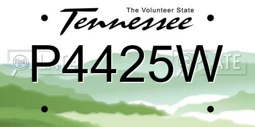 P4425W Tennessee License Plate
