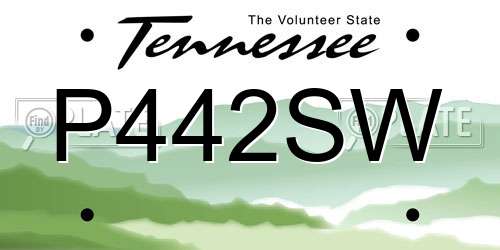 P442SW Tennessee License Plate