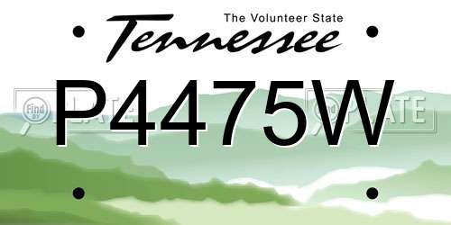 P4475W Tennessee License Plate