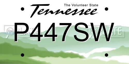 P447SW Tennessee License Plate