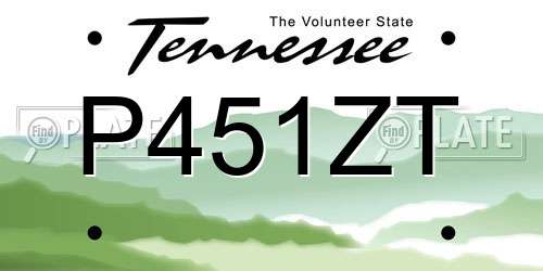 P451ZT Tennessee License Plate