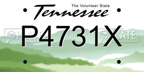 P4731X Tennessee License Plate