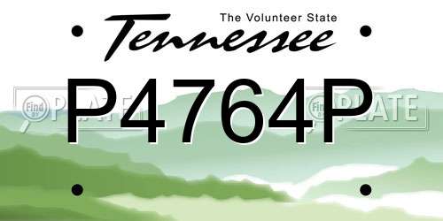 P4764P Tennessee License Plate