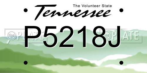 P5218J Tennessee License Plate