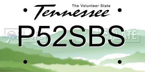 P52SBS Tennessee License Plate