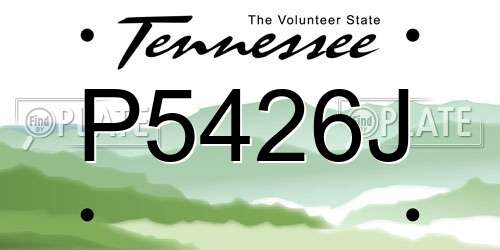 P5426J Tennessee License Plate